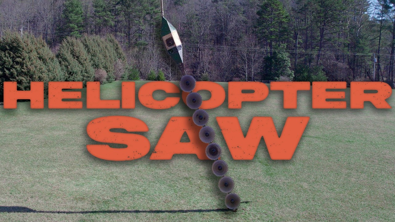 Helicopter Tree Trimming Saw Masterfully Navigates Around Tight Power Lines