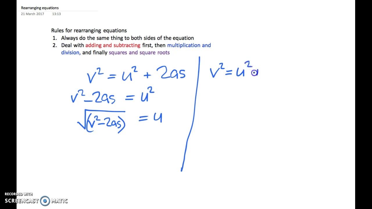 Rearranging equations SUVAT