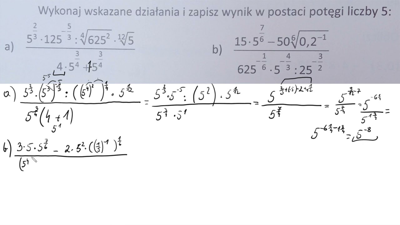 2 96 Wykonaj wskazane działania i zapisz wynik w postaci potęgi liczby 5