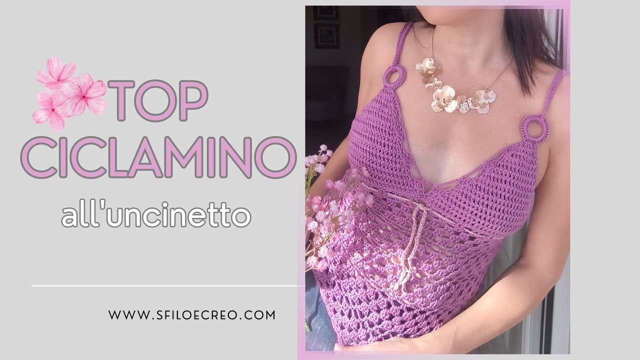Top Ciclamino a uncinetto senza cuciture
