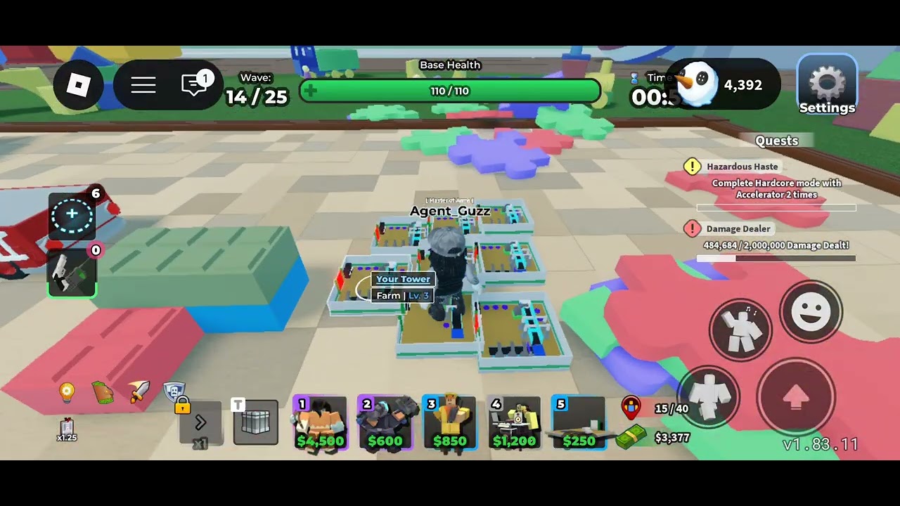 Trying to speed run easy mode in. Tower defense simulator!
