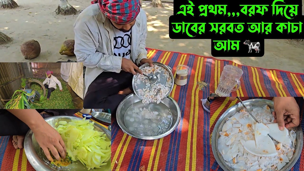 কাজের ফাকেঁ,,এই প্রথম,,,বরফ দিয়ে ডাবের সরবত আর কাচা আম 🐄