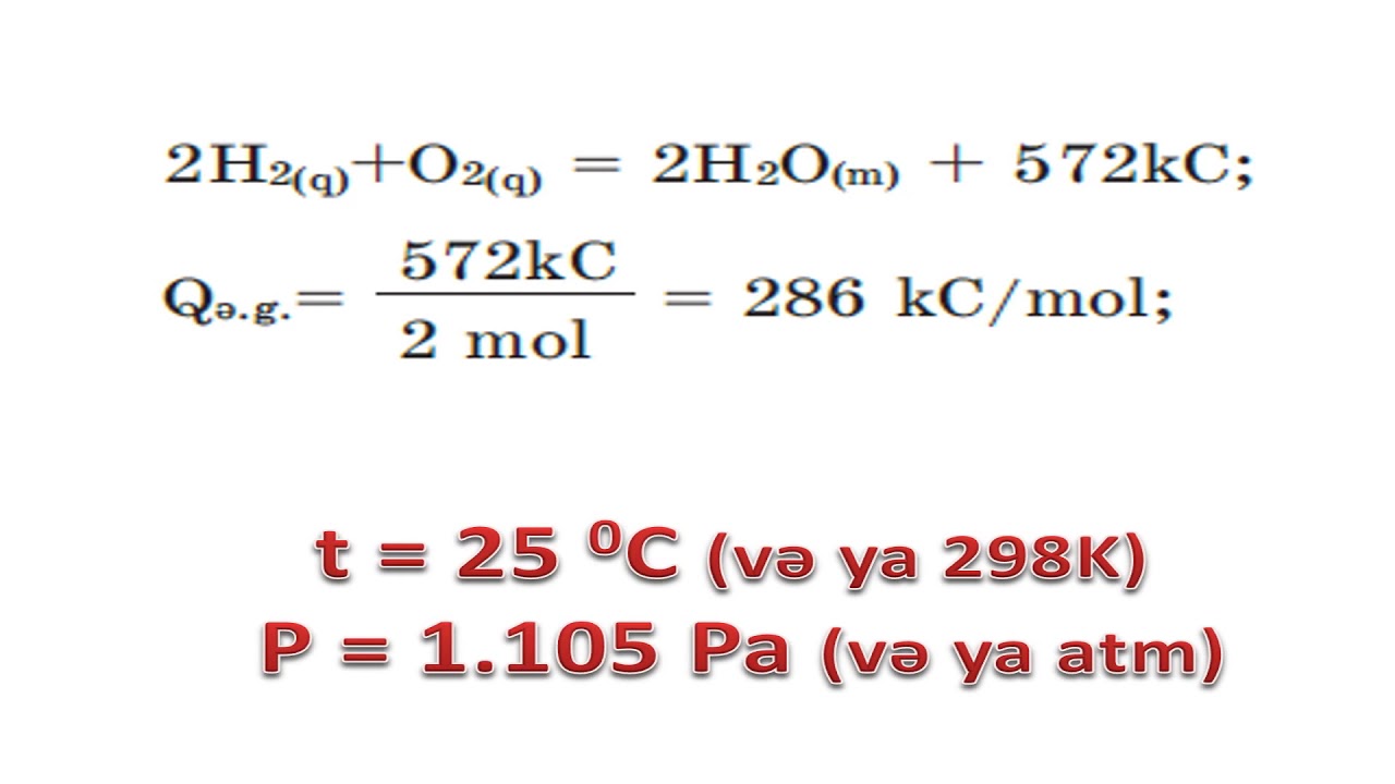Kimya 7-ci sinif 18. Termokimyəvi tənliklərə görə hesablamalar. Termokimyəvi tənliyin tərtibi.