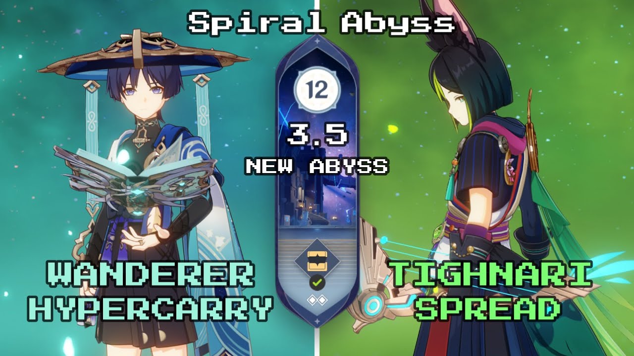C2 Wanderer Hypercarry & C2 Tighnari Spread | New 3.5 Spiral Abyss Floor 12 9 Stars - Genshin Impact