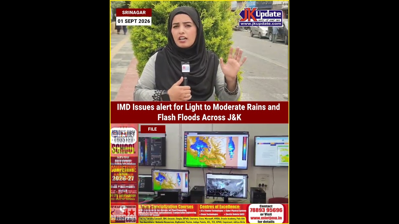 IMD Issues alert for Light to Moderate Rains and Flash Floods Across J&K