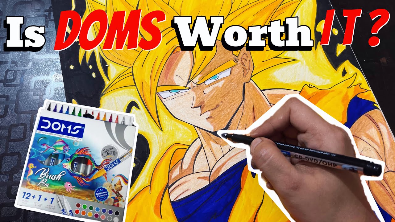 “Can the Doms Brush Pen Transform My Art? Testing It Out!”😨😮‍💨| Drawing Goku  