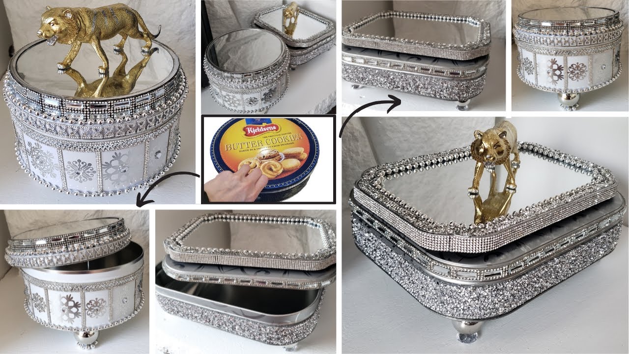 Easy DIY Glam Boxes Made From Cookie Tin Containers That Look Expensive! | Dollar Tree DIY