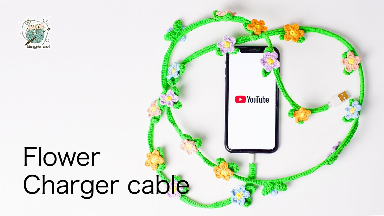 【How to crochter around a usb Charging  cable💥】鉤針新手編織：創意鉤織美麗花朵USB保護套。適合初學者，壹學就會。妳自山林河間來，驚鴻壹現百花開🌹🌹