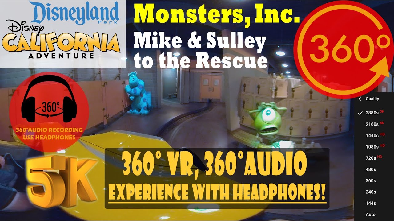 Monsters, Inc Mike & Sulley to the Rescue 360 - Disney California Adventure [5K 360° | 360° Audio]
