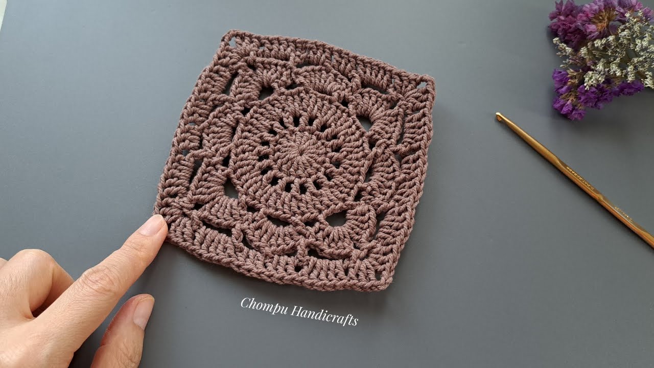 How to Crochet Flower Granny Square | Chompu Handicrafts