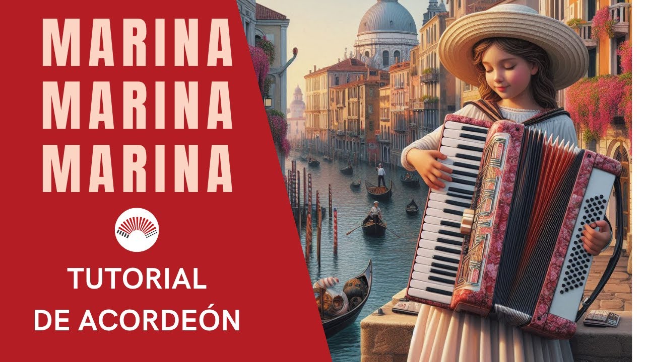 🎹 MARINA - TUTORIAL FACIL PARA ACORDEON A PIANO - VERSION FACILITADA CON PARTITURA