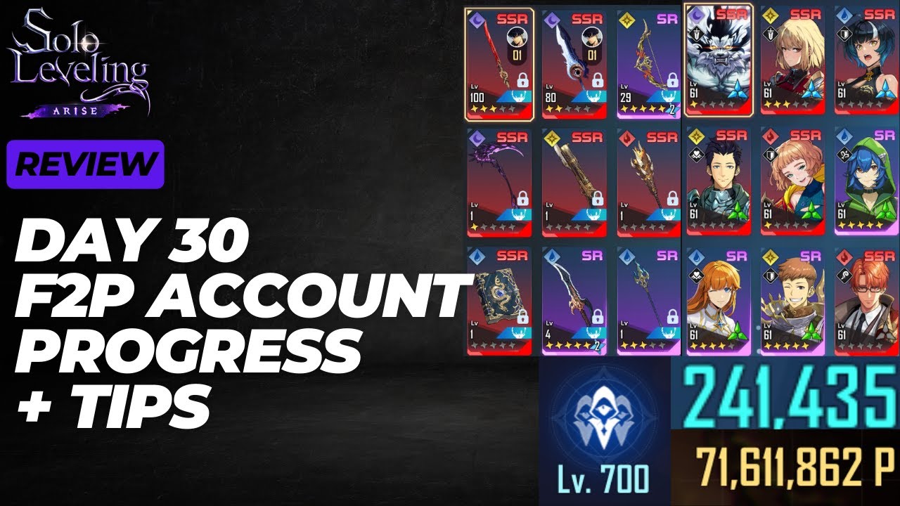 [Solo Leveling: Arise] Day 30 F2P Account Review | Ch17 | Ch12 Hard | Tier 10 Lycan | 241K TP
