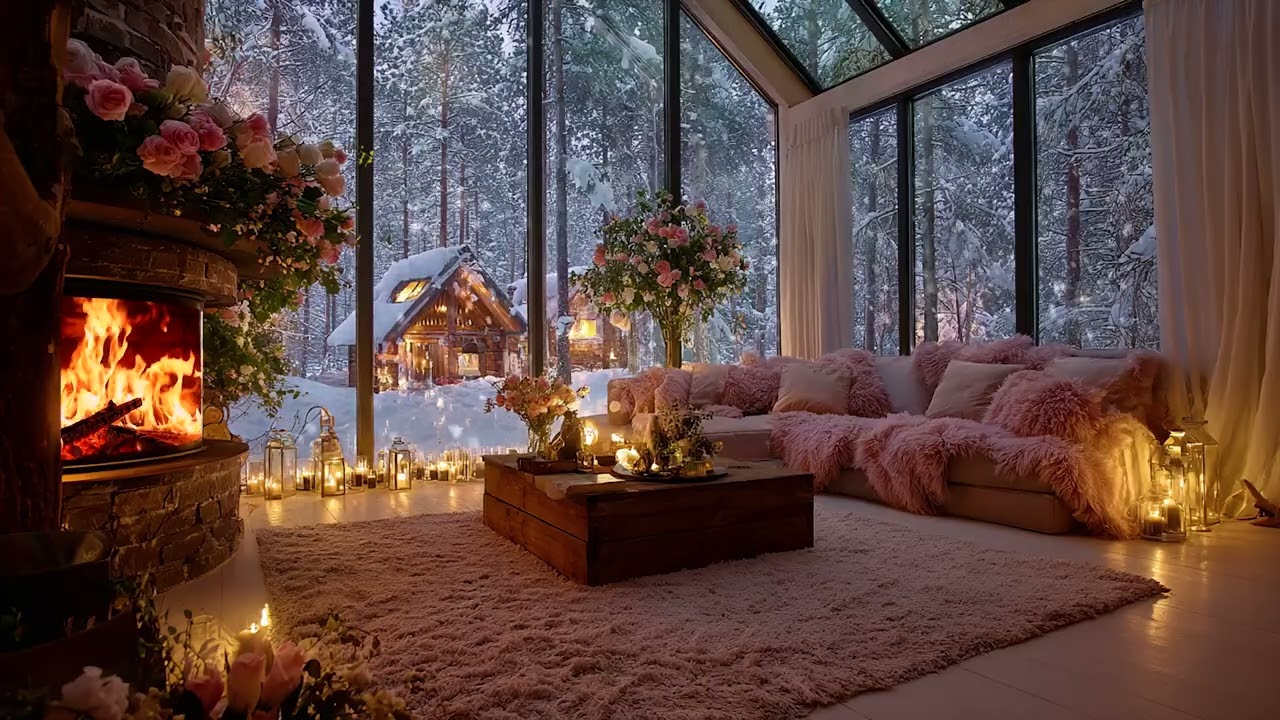 Snowstorm Wind and Fireplace Sounds for Calm Atmosphere, Anxiety Relief and Deep Rest