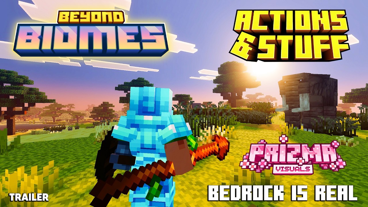 Трейлер Minecraft: ДЕЙСТВИЯ И ПРОЧЕЕ × ЗА ПРЕДЕЛАМИ БИОМОВ × ВИЗУАЛЬНЫЕ МАТЕРИАЛЫ PRIZMA (bedrock)