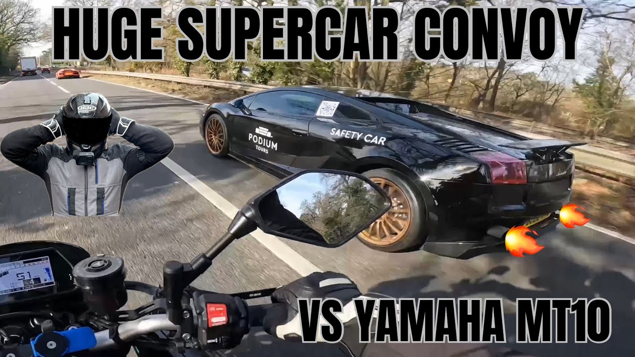 Chasing HUGE supercar convoy on my 1000cc Yamaha MT10