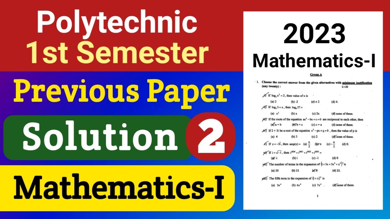 PYQ Solution (Part-2) | Mathematics-I, 2023 | 1st Semester Polytechnic | NatiTute