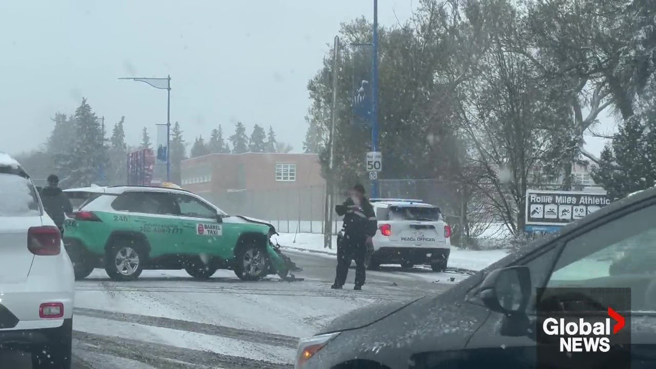 1st snowfall of season in Edmonton area leads to delays and collisions