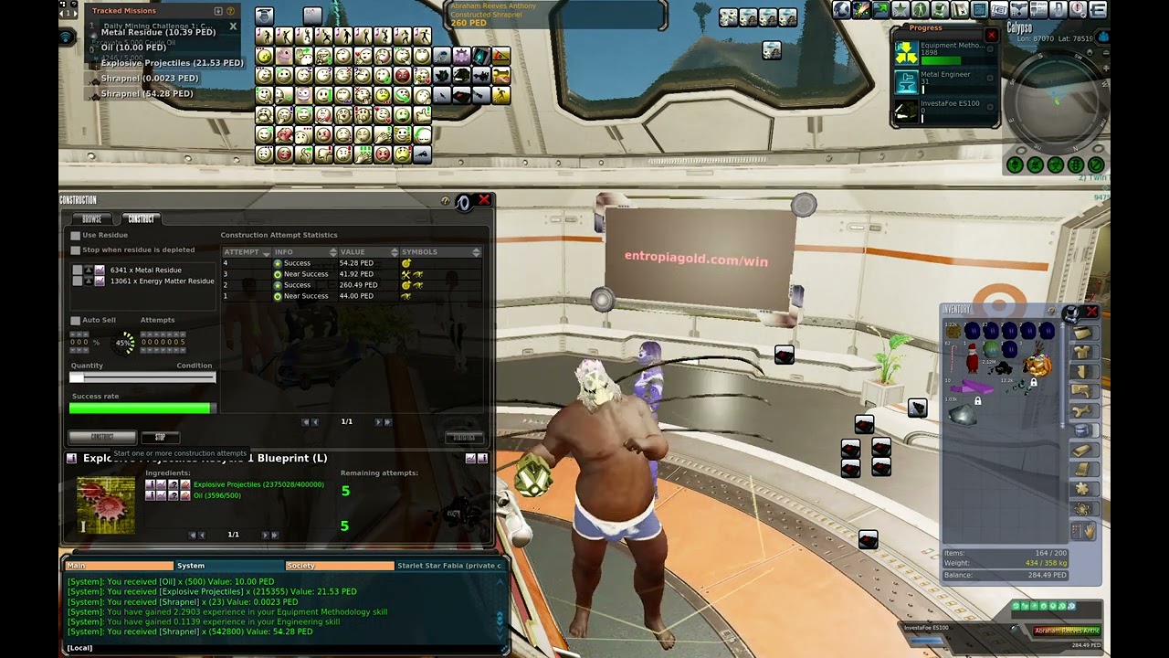 Entropia Universe Calypso 9 Spins 5 Globals Explosive Projectiles Recycle 1 2023-04-09