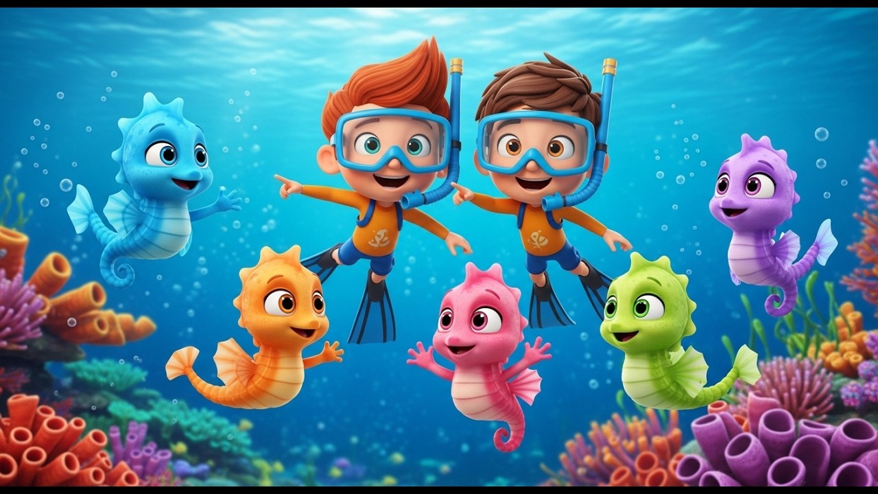 Five Little Seahorses Glide Glide Glide | Underwater Adventure & Counting Songs