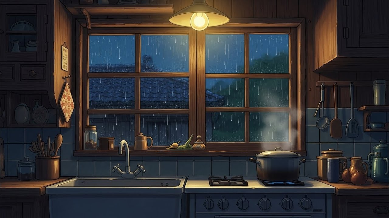 Rain Tapping on the Old Roof | Cooking Quietly While Everyone Sleeps 🌧️🍲 