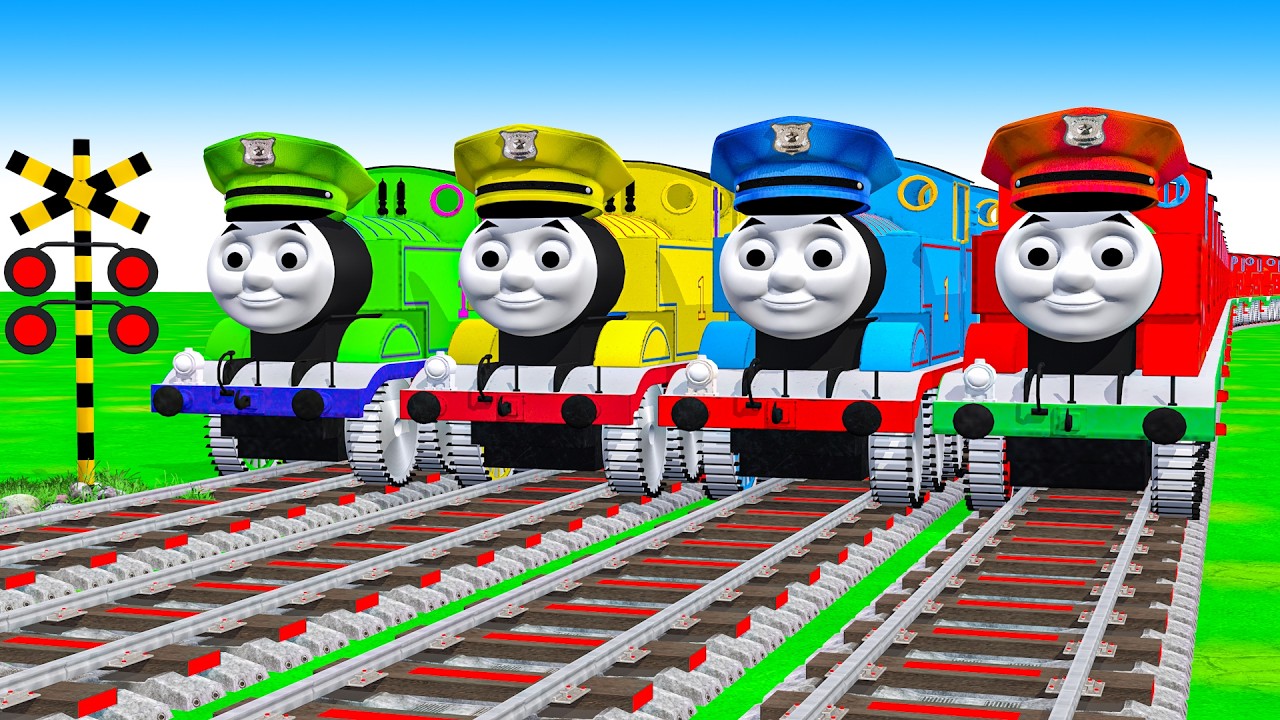 【踏切アニメ】あぶない電車 5 TRAIN Thomas Climping Pynamid | Railroad Crossing Animation #train