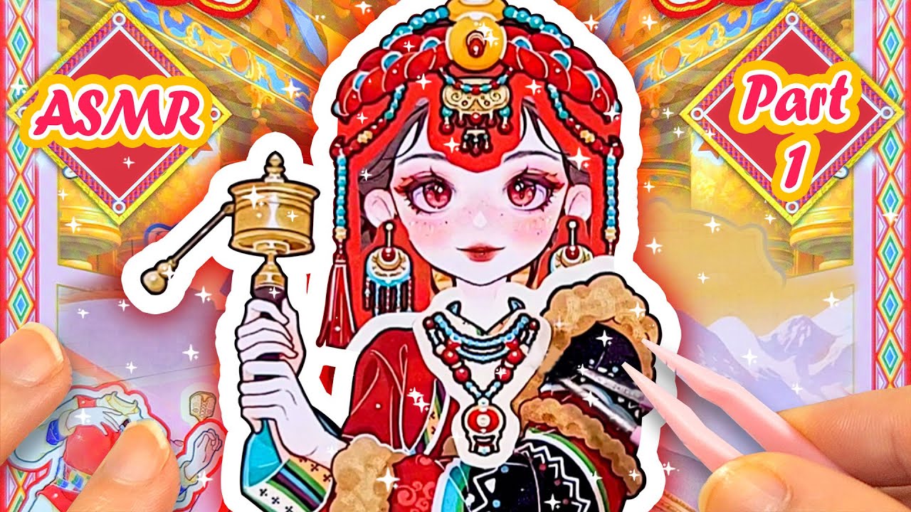 ASMR Sticker Peeling Traditional Costumes | Relaxing Paper Sounds (Part 1)