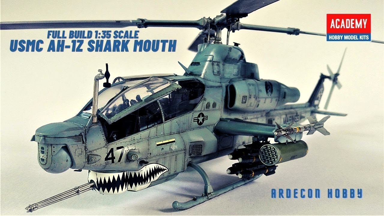 USMC AH 1Z Shark Mouth Scale model Full build, Academy 