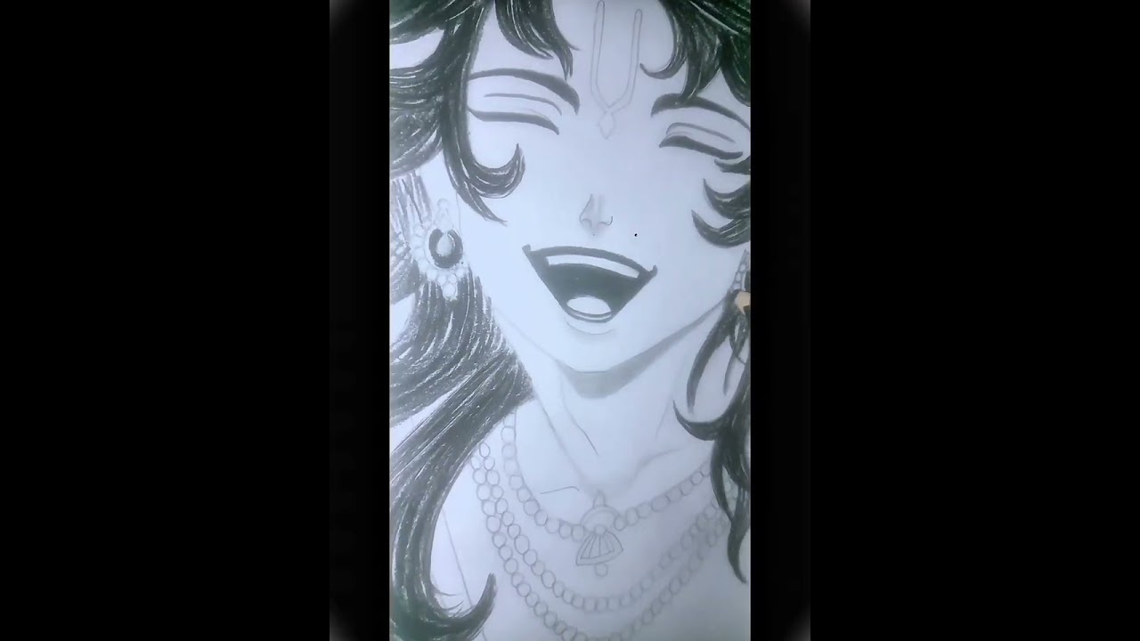 How To Draw Lord Krishna In Anime Style, Shree Krishna Drawing With Grid Method, Step By Step
