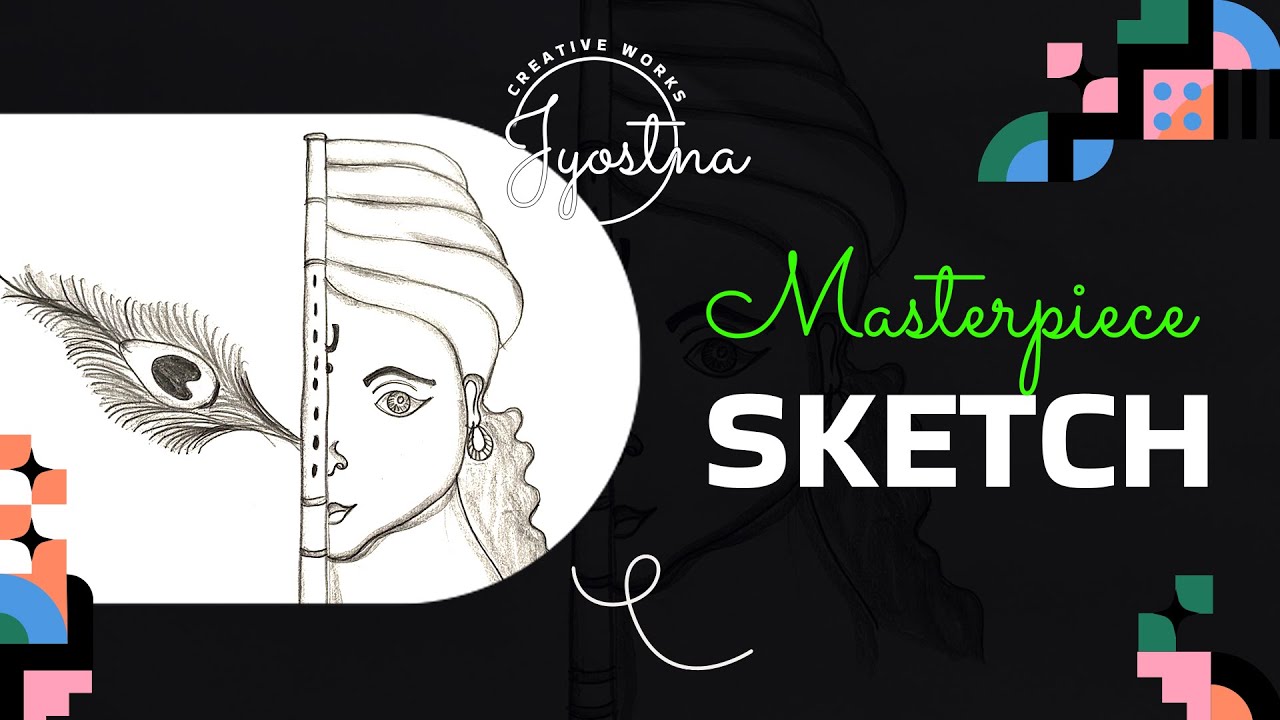 Sacred Strokes Creating Krishna's Aura in a Mesmerizing Pencil Sketch  Artistic Reverence Unleashed!
