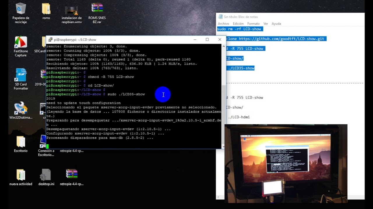 Instalación de Pantalla 3.5 lcd touch en Raspberry
