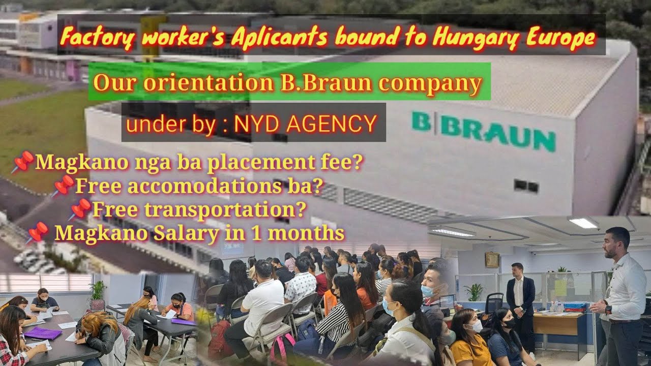 factory workers in Hungary Europe placement fee, and salary by nyd agency b Braun company