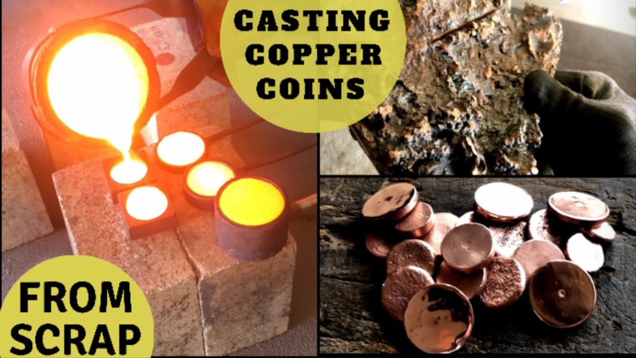 Casting Copper Coins From Massive Copper Chunk - Trash To Treasure