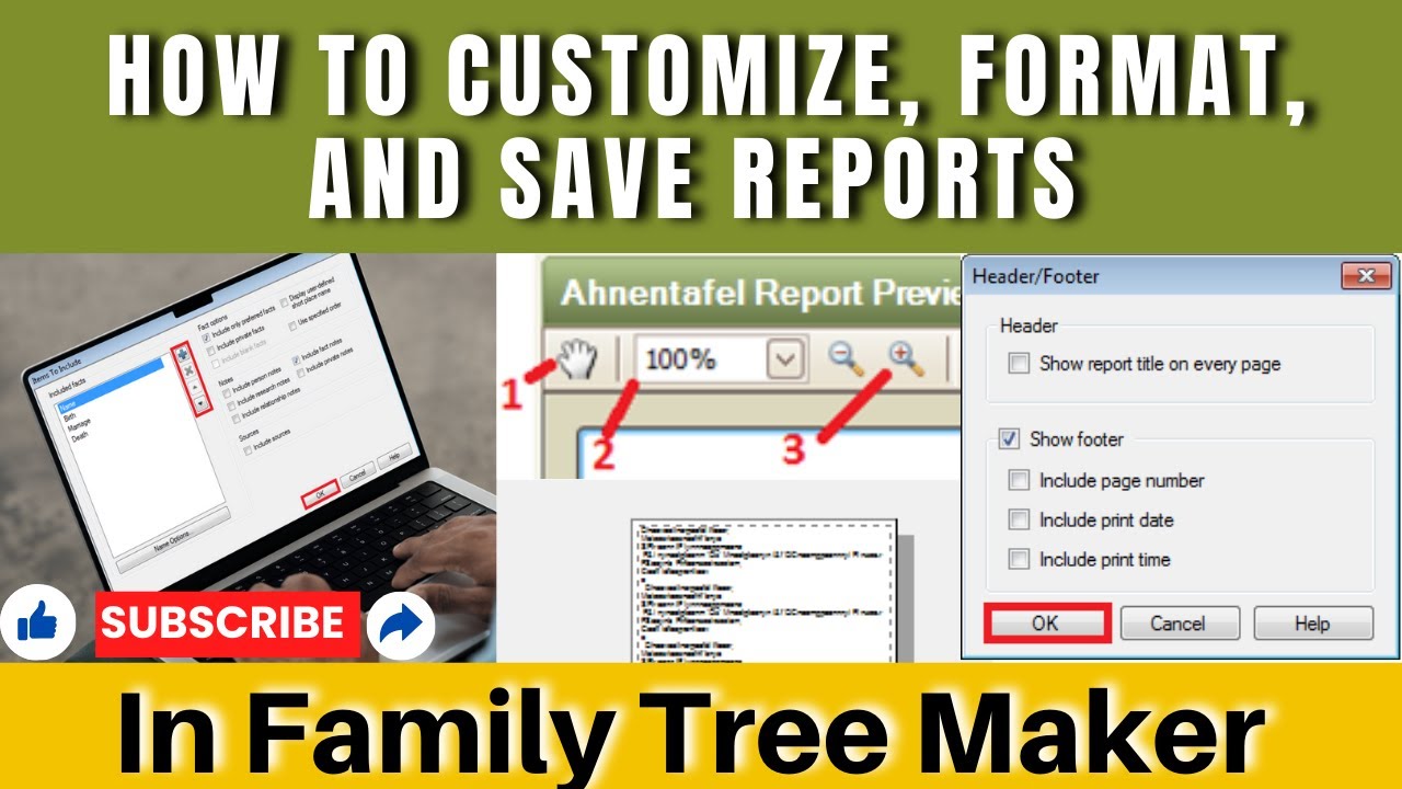 Как настраивать, форматировать и сохранять отчеты в Family Tree Maker