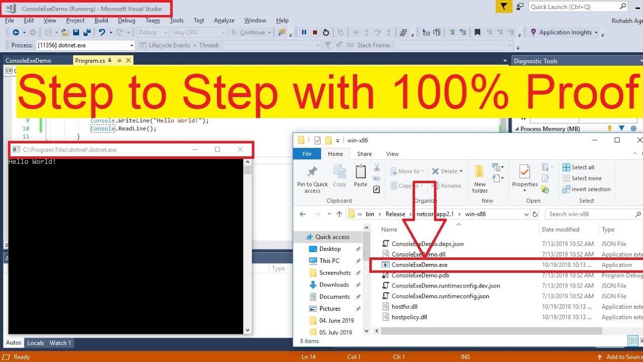 How To Create Executable(.exe) File of Any Console App in Visual Studio(using C# .Net)
