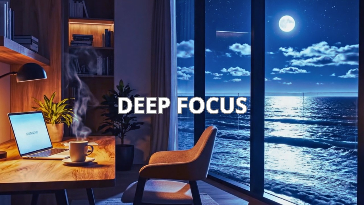 ADHD Deep Focus: Static Ocean Window Ambience & Lofi Music 🌊 1 Hour