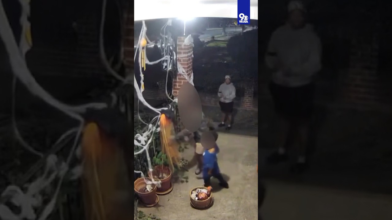 Kids caught stealing Halloween decorations with parents