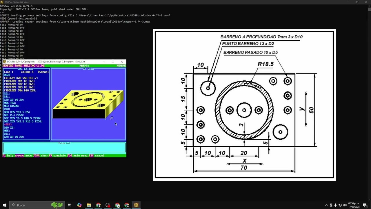Curso CNC FANUC | Clase 68 Práctica 28 Barrenado G73 y G81