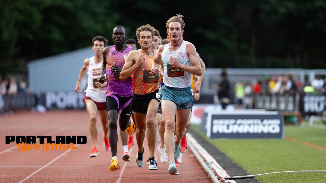 Hunter and Kemboi duel it out in the Portland Track Festival 5,000m