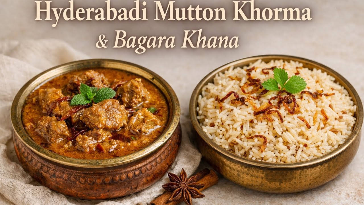 Hyderabadi Style Mutton Khorma & Bagara Khana | Royal Dawat Special | My Hyderabadi Kitchen-786