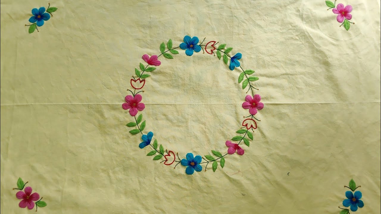 Hand embroidery table cloth design / table cover design / table cloth designing embroidery
