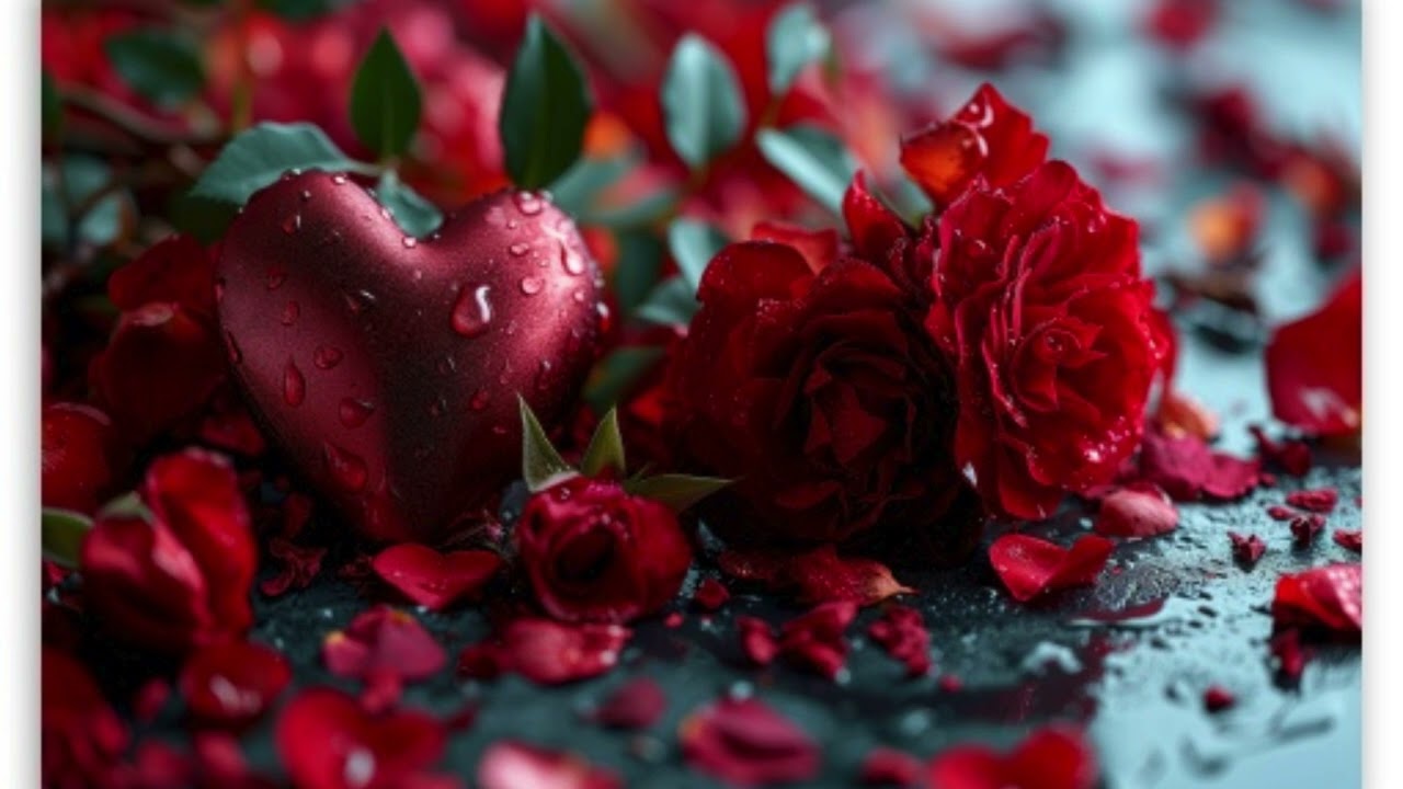 🌹 Romantic Red Roses & Dark Crimson Heart | 4K Frame TV Art | Valentine's Day Love Screensaver ❤️✨
