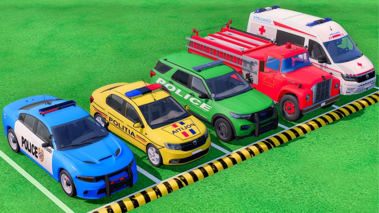 TRANSPORTING DACIA POLICE CARS, FIRE DEPARTMENT, AMBULANCE VEHICLES WITH TRUCKS ! FS 22 #44