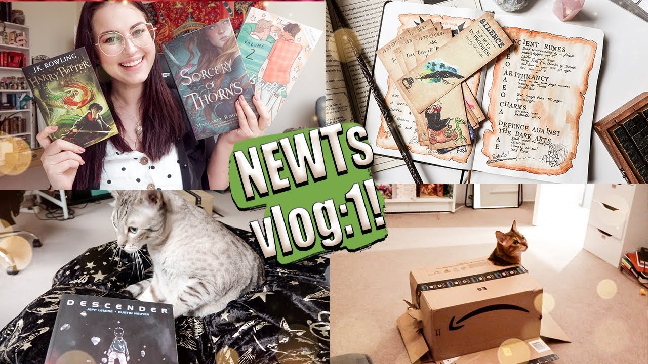 N.E.W.T.s vlog week 1: BUJO set up, achieving 2 grades & cat box time 😂| Book Roast