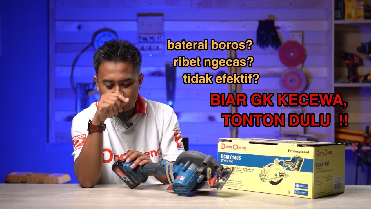 ternyata segini durasi lama pemakaian baterai 100-0 gergaji circular saw cordless DONGCHENG DCMY140S