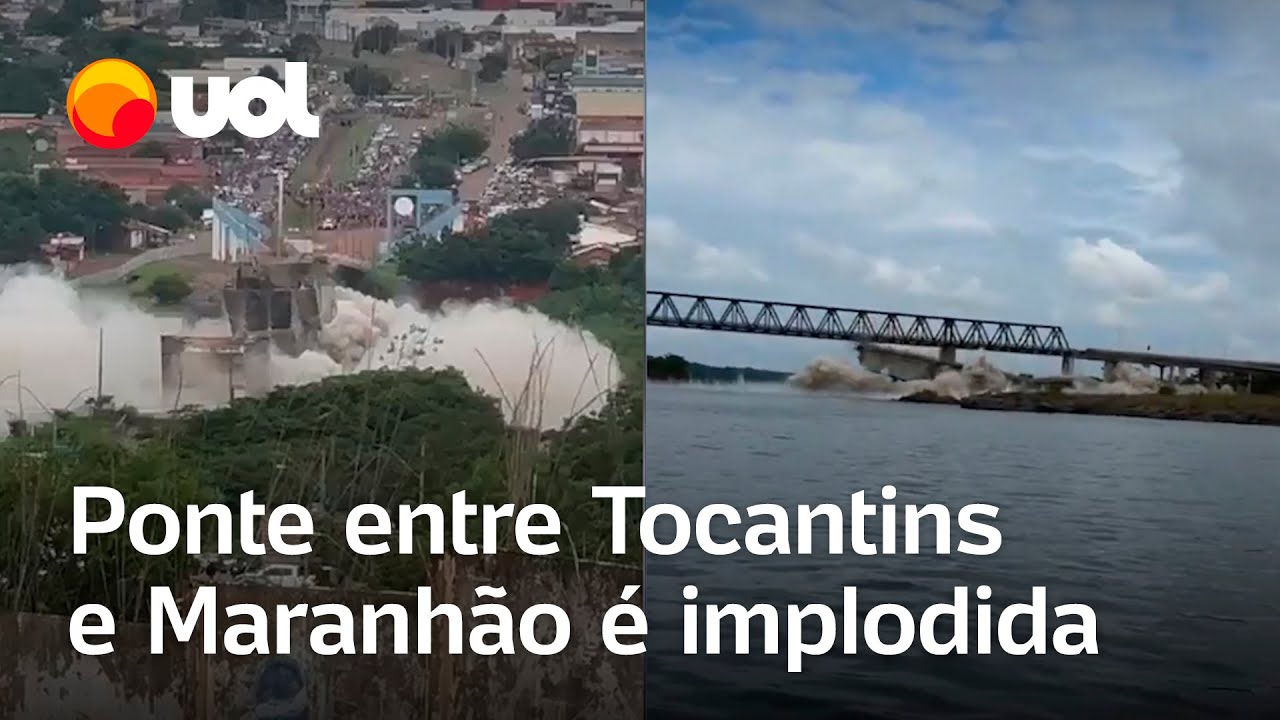 Estrutura de ponte entre TO e MA que desabou &eacute; implodida; veja v&iacute;deo do momento