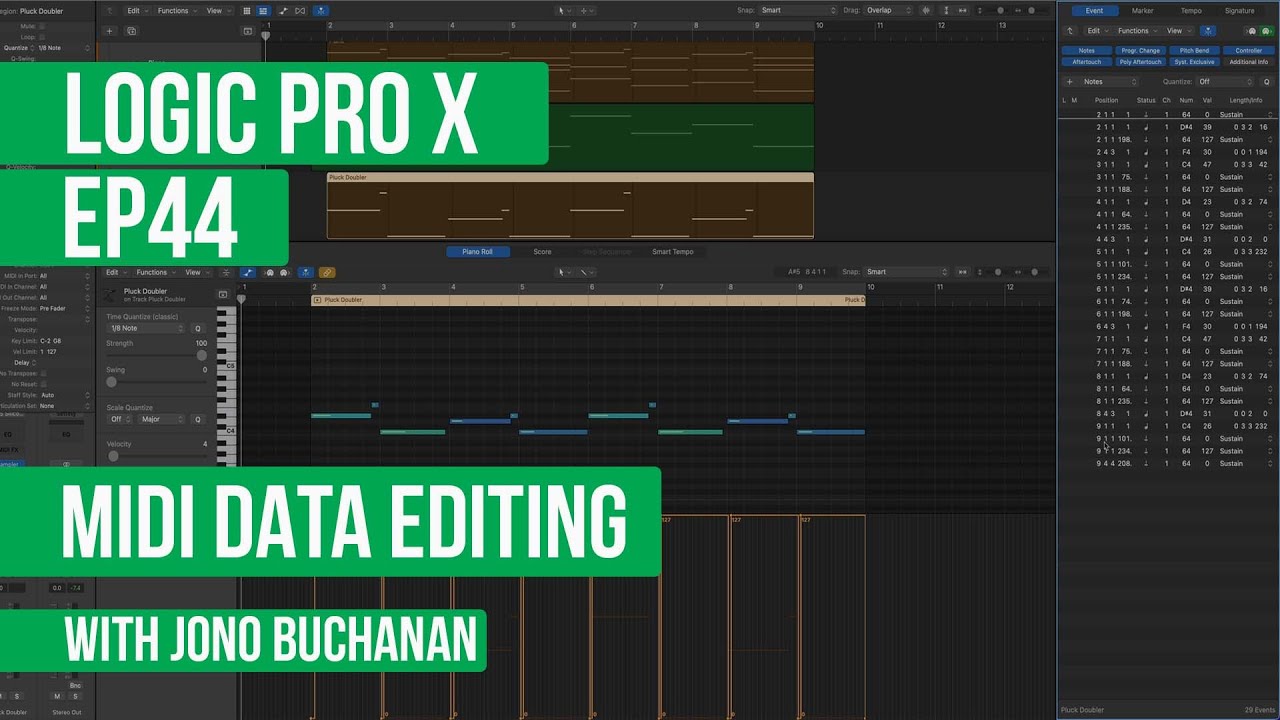 LOGIC PRO X - MIDI-полоса данных