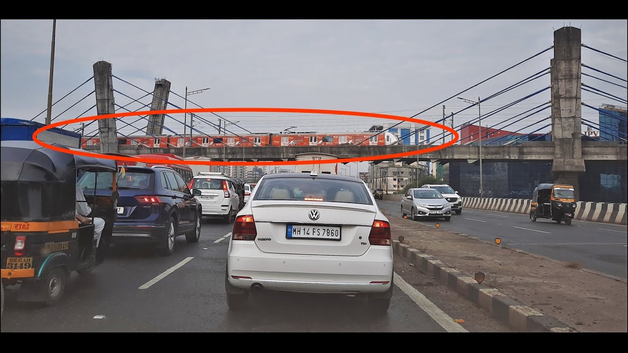 Mumbai Metro Smoothly Crossing Over Traffic on the Western Express Highway