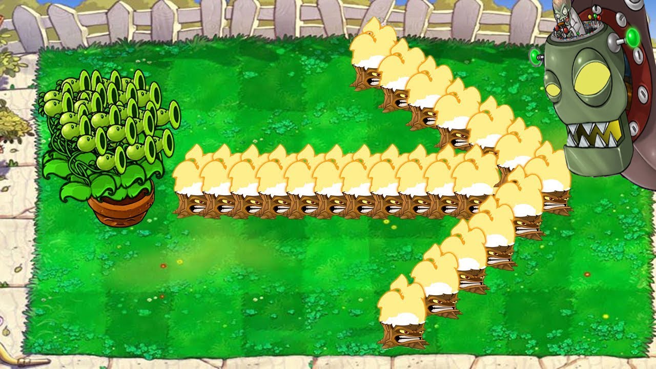 Plants vs Zombies Battlez - 1 Threepeater vs 99 Gagantuar vs Zombies