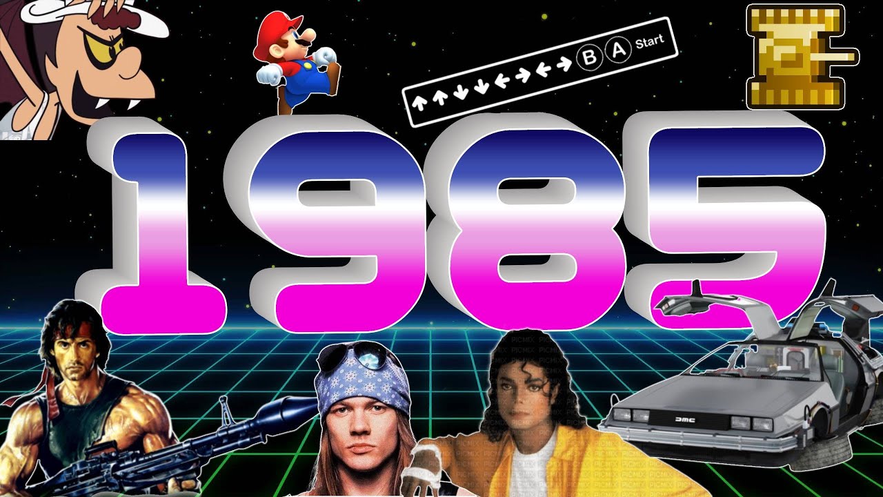 1985/ Назад в будущее, Коммандо, A-ha. Guns N’ Roses, Super Mario Bros.,Battle City