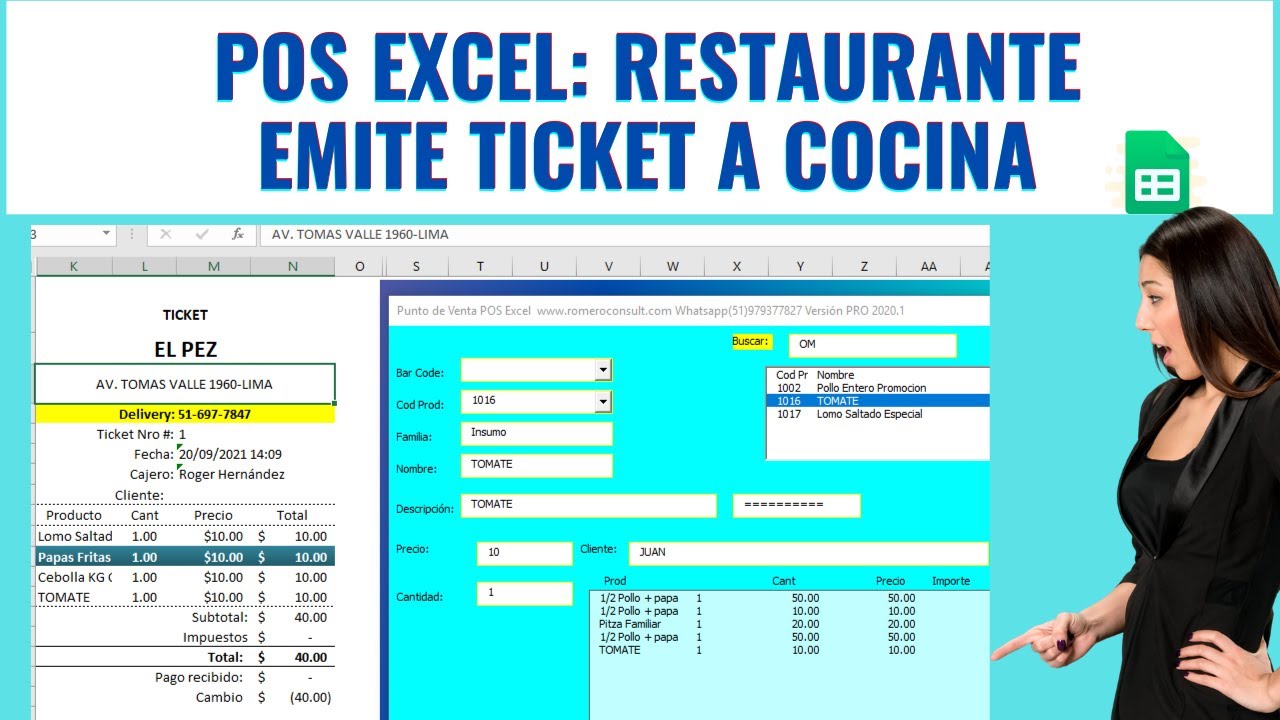 Plantilla para emitir Ticket en Excel para un Restaurant|Macro Excel Gratis